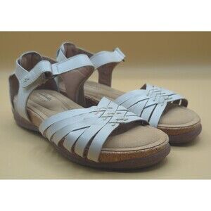Clark's Collection Roseville Cove Sz 6 Parchment  Leather Cork Sandals Cushioned
